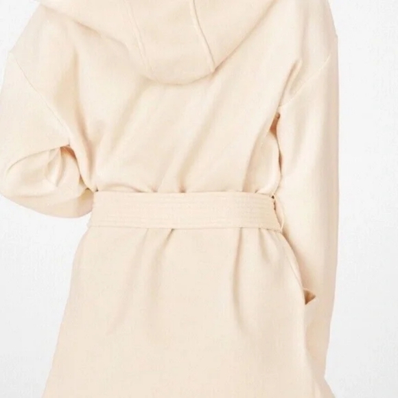 FABLETICS Lexie Hooded  Fleece Belted Ivory Tapioca Sweatshirt - Picture 2 of 12